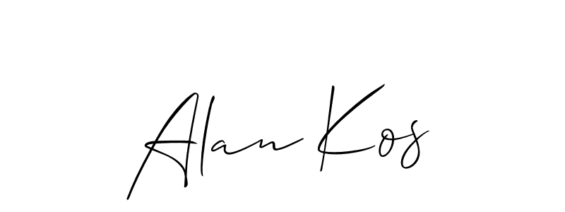 You should practise on your own different ways (Allison_Script) to write your name (Alan Kos) in signature. don't let someone else do it for you. Alan Kos signature style 2 images and pictures png