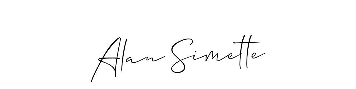 You can use this online signature creator to create a handwritten signature for the name Alan Simette. This is the best online autograph maker. Alan Simette signature style 2 images and pictures png