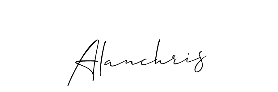 The best way (Allison_Script) to make a short signature is to pick only two or three words in your name. The name Alanchris include a total of six letters. For converting this name. Alanchris signature style 2 images and pictures png