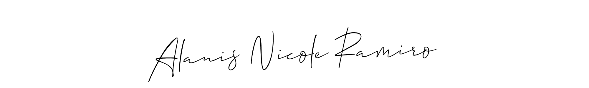 Use a signature maker to create a handwritten signature online. With this signature software, you can design (Allison_Script) your own signature for name Alanis Nicole Ramiro. Alanis Nicole Ramiro signature style 2 images and pictures png