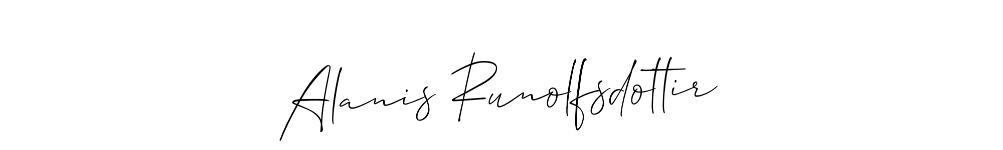 Make a short Alanis Runolfsdottir signature style. Manage your documents anywhere anytime using Allison_Script. Create and add eSignatures, submit forms, share and send files easily. Alanis Runolfsdottir signature style 2 images and pictures png
