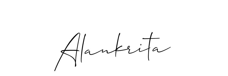 Use a signature maker to create a handwritten signature online. With this signature software, you can design (Allison_Script) your own signature for name Alankrita. Alankrita signature style 2 images and pictures png