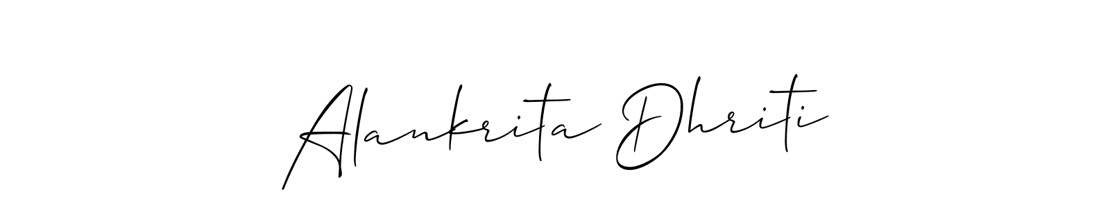 Make a beautiful signature design for name Alankrita Dhriti. With this signature (Allison_Script) style, you can create a handwritten signature for free. Alankrita Dhriti signature style 2 images and pictures png