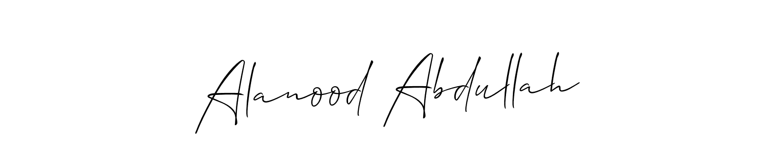 if you are searching for the best signature style for your name Alanood Abdullah. so please give up your signature search. here we have designed multiple signature styles  using Allison_Script. Alanood Abdullah signature style 2 images and pictures png