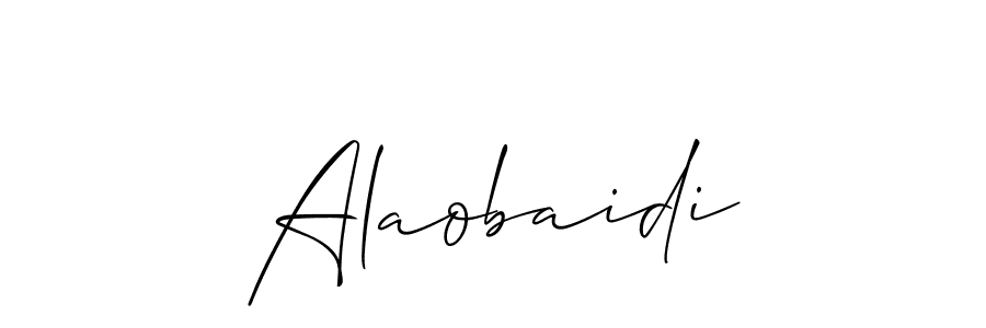 How to make Alaobaidi name signature. Use Allison_Script style for creating short signs online. This is the latest handwritten sign. Alaobaidi signature style 2 images and pictures png