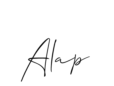 The best way (Allison_Script) to make a short signature is to pick only two or three words in your name. The name Alap include a total of six letters. For converting this name. Alap signature style 2 images and pictures png