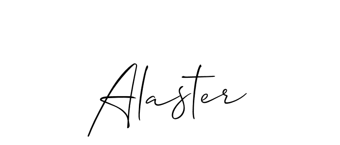 Use a signature maker to create a handwritten signature online. With this signature software, you can design (Allison_Script) your own signature for name Alaster. Alaster signature style 2 images and pictures png