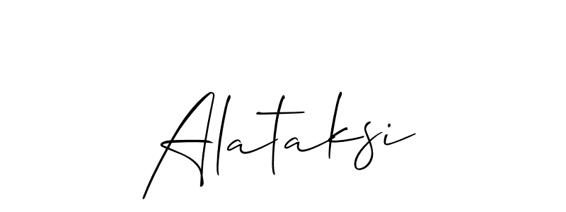 The best way (Allison_Script) to make a short signature is to pick only two or three words in your name. The name Alataksi include a total of six letters. For converting this name. Alataksi signature style 2 images and pictures png