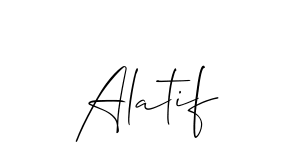 Design your own signature with our free online signature maker. With this signature software, you can create a handwritten (Allison_Script) signature for name Alatif. Alatif signature style 2 images and pictures png