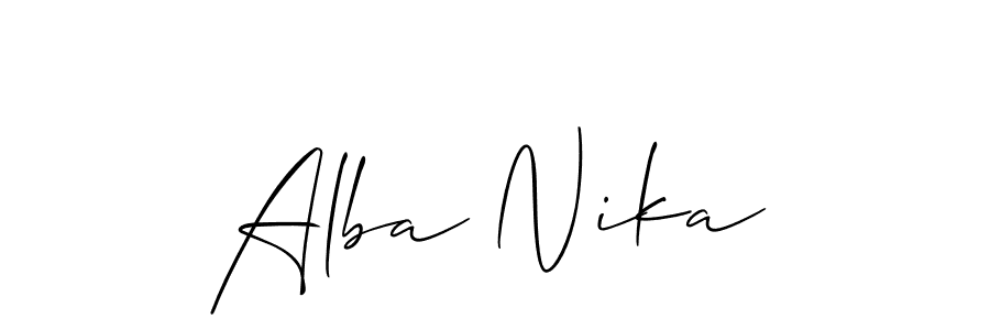 How to Draw Alba Nika signature style? Allison_Script is a latest design signature styles for name Alba Nika. Alba Nika signature style 2 images and pictures png