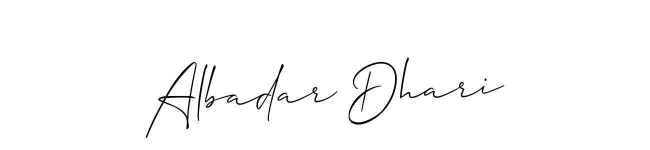 Similarly Allison_Script is the best handwritten signature design. Signature creator online .You can use it as an online autograph creator for name Albadar Dhari. Albadar Dhari signature style 2 images and pictures png