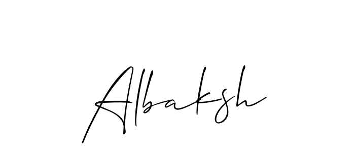 Design your own signature with our free online signature maker. With this signature software, you can create a handwritten (Allison_Script) signature for name Albaksh. Albaksh signature style 2 images and pictures png