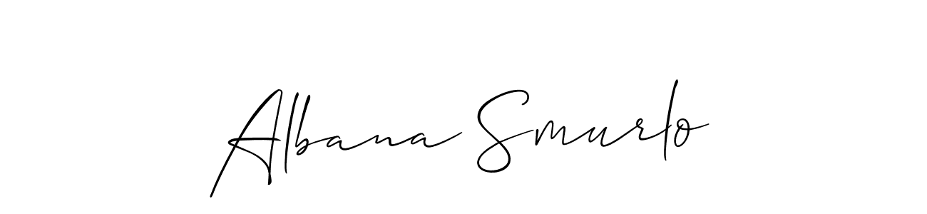 How to make Albana Smurlo name signature. Use Allison_Script style for creating short signs online. This is the latest handwritten sign. Albana Smurlo signature style 2 images and pictures png