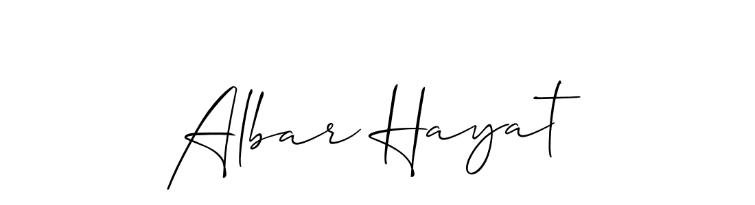 Make a beautiful signature design for name Albar Hayat. With this signature (Allison_Script) style, you can create a handwritten signature for free. Albar Hayat signature style 2 images and pictures png