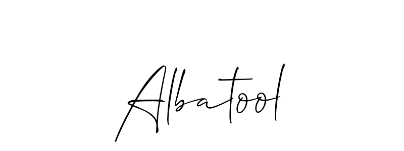 Design your own signature with our free online signature maker. With this signature software, you can create a handwritten (Allison_Script) signature for name Albatool. Albatool signature style 2 images and pictures png