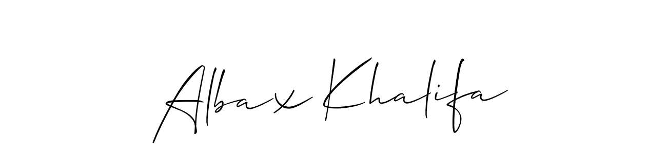 It looks lik you need a new signature style for name Albax Khalifa. Design unique handwritten (Allison_Script) signature with our free signature maker in just a few clicks. Albax Khalifa signature style 2 images and pictures png