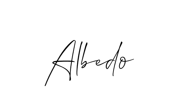 Design your own signature with our free online signature maker. With this signature software, you can create a handwritten (Allison_Script) signature for name Albedo. Albedo signature style 2 images and pictures png