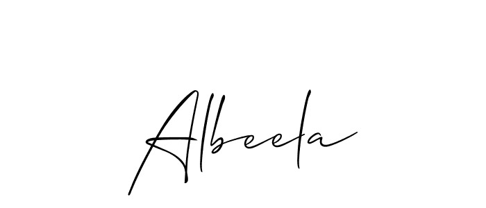 The best way (Allison_Script) to make a short signature is to pick only two or three words in your name. The name Albeela include a total of six letters. For converting this name. Albeela signature style 2 images and pictures png
