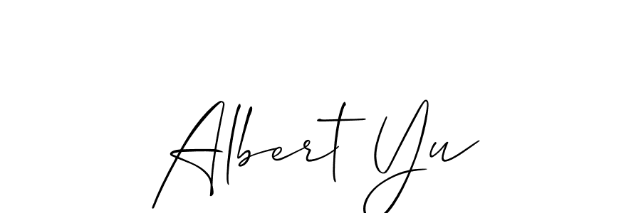 Allison_Script is a professional signature style that is perfect for those who want to add a touch of class to their signature. It is also a great choice for those who want to make their signature more unique. Get Albert Yu name to fancy signature for free. Albert Yu signature style 2 images and pictures png