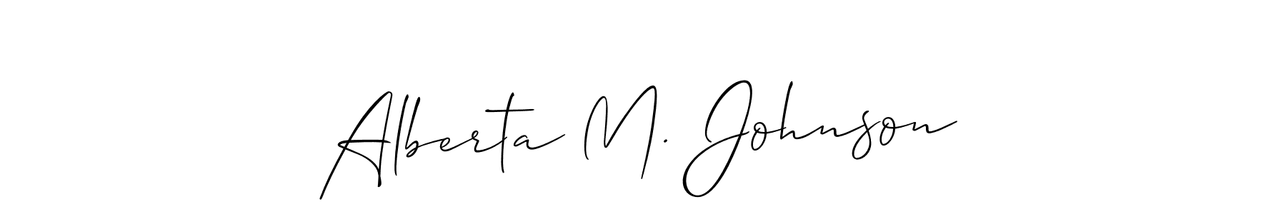 Also You can easily find your signature by using the search form. We will create Alberta M. Johnson name handwritten signature images for you free of cost using Allison_Script sign style. Alberta M. Johnson signature style 2 images and pictures png