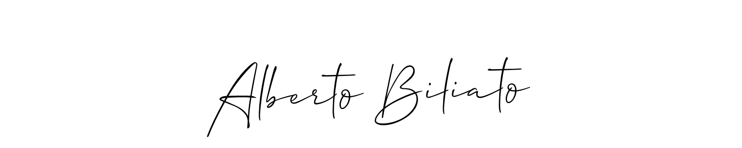The best way (Allison_Script) to make a short signature is to pick only two or three words in your name. The name Alberto Biliato include a total of six letters. For converting this name. Alberto Biliato signature style 2 images and pictures png
