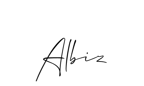 Make a beautiful signature design for name Albiz. With this signature (Allison_Script) style, you can create a handwritten signature for free. Albiz signature style 2 images and pictures png