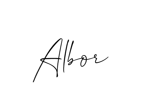 Design your own signature with our free online signature maker. With this signature software, you can create a handwritten (Allison_Script) signature for name Albor. Albor signature style 2 images and pictures png