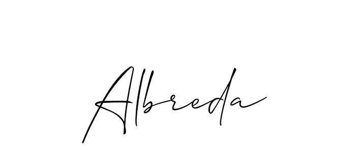 Albreda stylish signature style. Best Handwritten Sign (Allison_Script) for my name. Handwritten Signature Collection Ideas for my name Albreda. Albreda signature style 2 images and pictures png