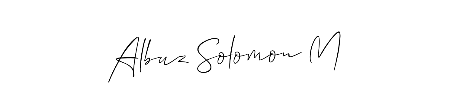 Create a beautiful signature design for name Albuz Solomon M. With this signature (Allison_Script) fonts, you can make a handwritten signature for free. Albuz Solomon M signature style 2 images and pictures png