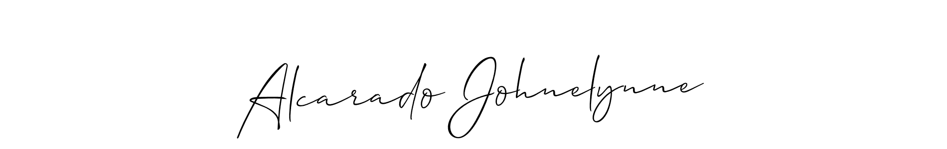 How to make Alcarado Johnelynne name signature. Use Allison_Script style for creating short signs online. This is the latest handwritten sign. Alcarado Johnelynne signature style 2 images and pictures png