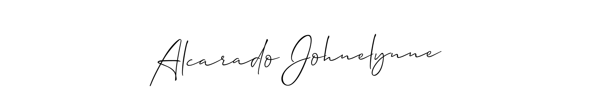 How to make Alcarado Johnelynne name signature. Use Allison_Script style for creating short signs online. This is the latest handwritten sign. Alcarado Johnelynne signature style 2 images and pictures png