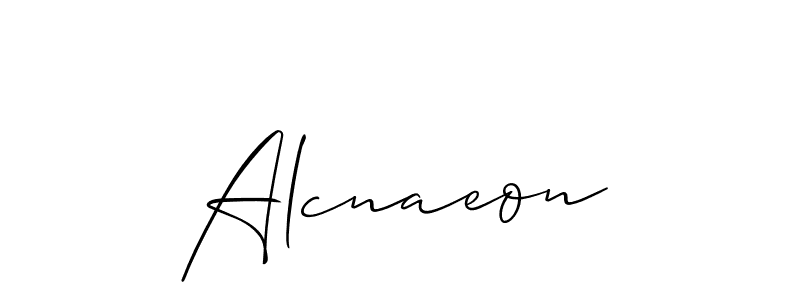 Use a signature maker to create a handwritten signature online. With this signature software, you can design (Allison_Script) your own signature for name Alcnaeon. Alcnaeon signature style 2 images and pictures png