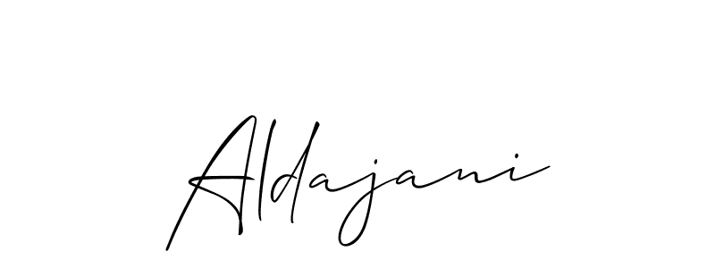 The best way (Allison_Script) to make a short signature is to pick only two or three words in your name. The name Aldajani include a total of six letters. For converting this name. Aldajani signature style 2 images and pictures png