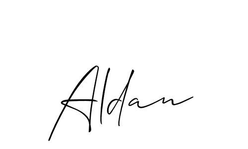 Use a signature maker to create a handwritten signature online. With this signature software, you can design (Allison_Script) your own signature for name Aldan. Aldan signature style 2 images and pictures png