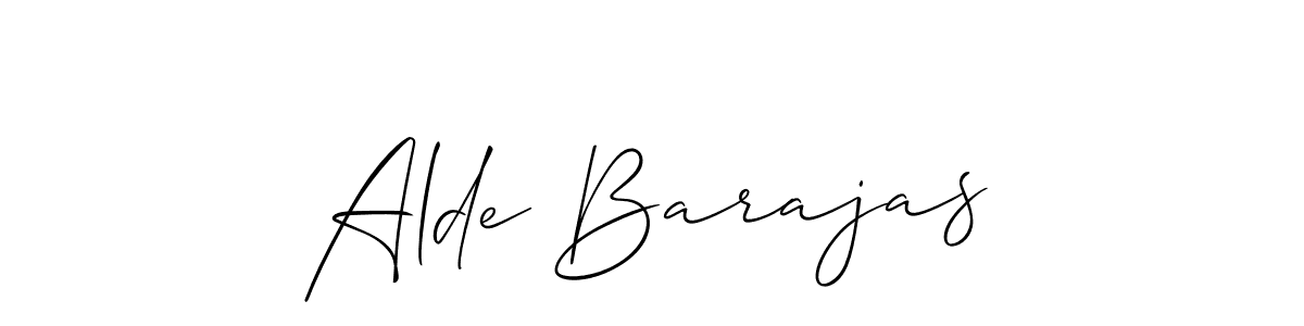 Use a signature maker to create a handwritten signature online. With this signature software, you can design (Allison_Script) your own signature for name Alde Barajas. Alde Barajas signature style 2 images and pictures png