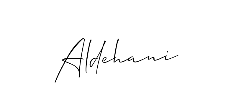Use a signature maker to create a handwritten signature online. With this signature software, you can design (Allison_Script) your own signature for name Aldehani. Aldehani signature style 2 images and pictures png