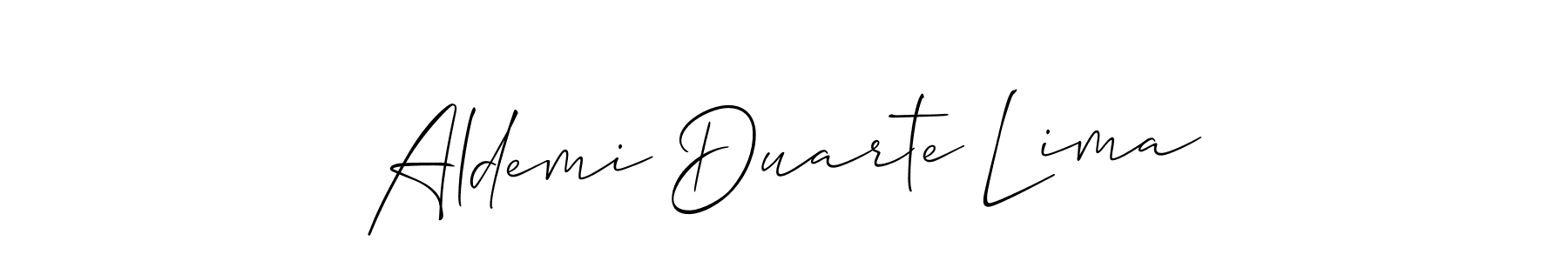 The best way (Allison_Script) to make a short signature is to pick only two or three words in your name. The name Aldemi Duarte Lima include a total of six letters. For converting this name. Aldemi Duarte Lima signature style 2 images and pictures png