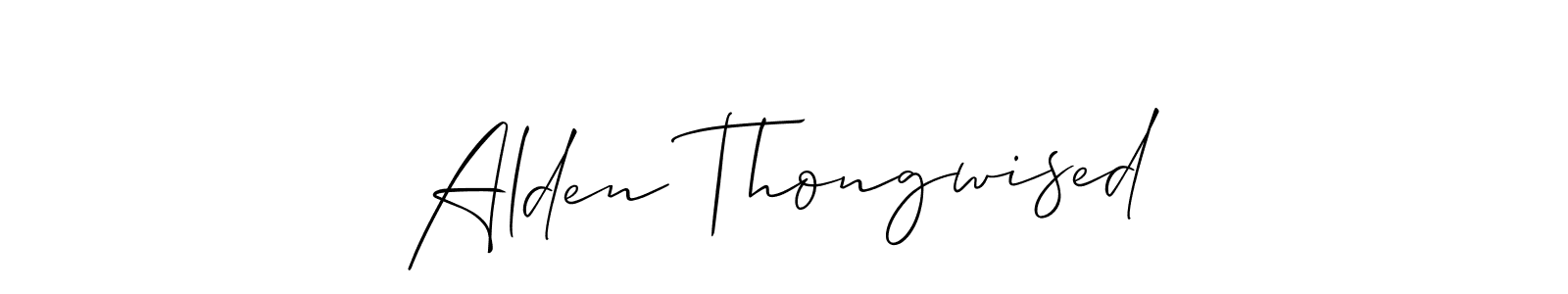 You should practise on your own different ways (Allison_Script) to write your name (Alden Thongwised) in signature. don't let someone else do it for you. Alden Thongwised signature style 2 images and pictures png