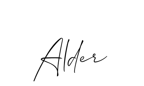 Design your own signature with our free online signature maker. With this signature software, you can create a handwritten (Allison_Script) signature for name Alder. Alder signature style 2 images and pictures png