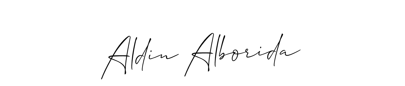 Create a beautiful signature design for name Aldin Alborida. With this signature (Allison_Script) fonts, you can make a handwritten signature for free. Aldin Alborida signature style 2 images and pictures png