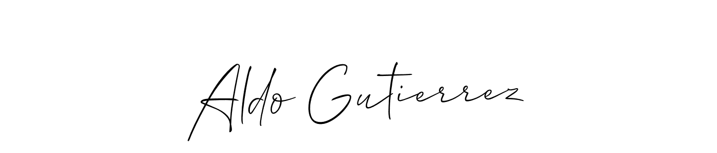 Use a signature maker to create a handwritten signature online. With this signature software, you can design (Allison_Script) your own signature for name Aldo Gutierrez. Aldo Gutierrez signature style 2 images and pictures png