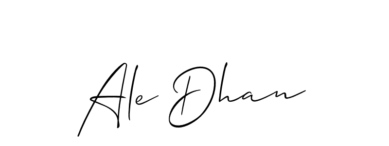 It looks lik you need a new signature style for name Ale Dhan. Design unique handwritten (Allison_Script) signature with our free signature maker in just a few clicks. Ale Dhan signature style 2 images and pictures png