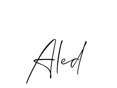 Make a beautiful signature design for name Aled. With this signature (Allison_Script) style, you can create a handwritten signature for free. Aled signature style 2 images and pictures png