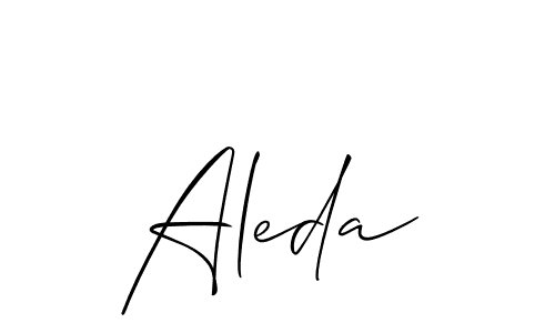 You should practise on your own different ways (Allison_Script) to write your name (Aleda) in signature. don't let someone else do it for you. Aleda signature style 2 images and pictures png