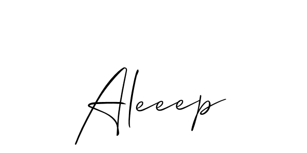 Use a signature maker to create a handwritten signature online. With this signature software, you can design (Allison_Script) your own signature for name Aleeep. Aleeep signature style 2 images and pictures png