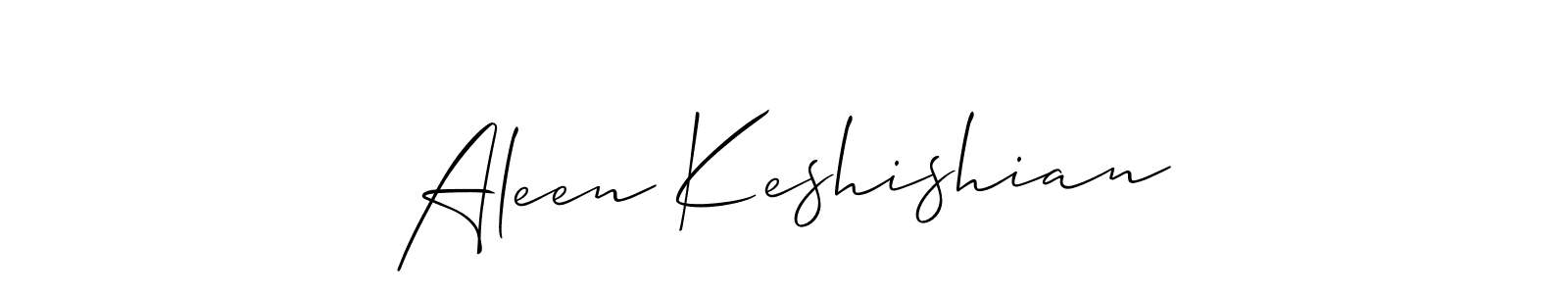 Allison_Script is a professional signature style that is perfect for those who want to add a touch of class to their signature. It is also a great choice for those who want to make their signature more unique. Get Aleen Keshishian name to fancy signature for free. Aleen Keshishian signature style 2 images and pictures png