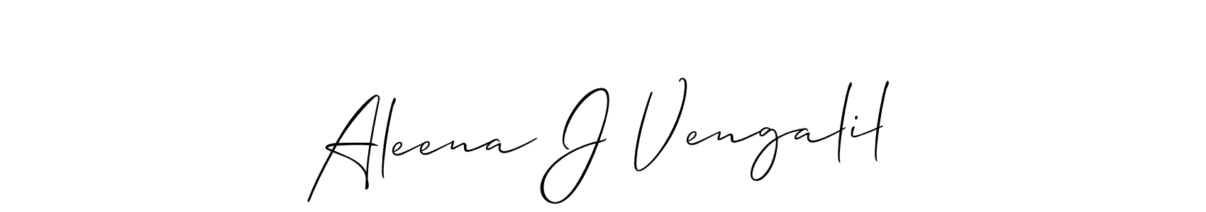How to make Aleena J Vengalil signature? Allison_Script is a professional autograph style. Create handwritten signature for Aleena J Vengalil name. Aleena J Vengalil signature style 2 images and pictures png