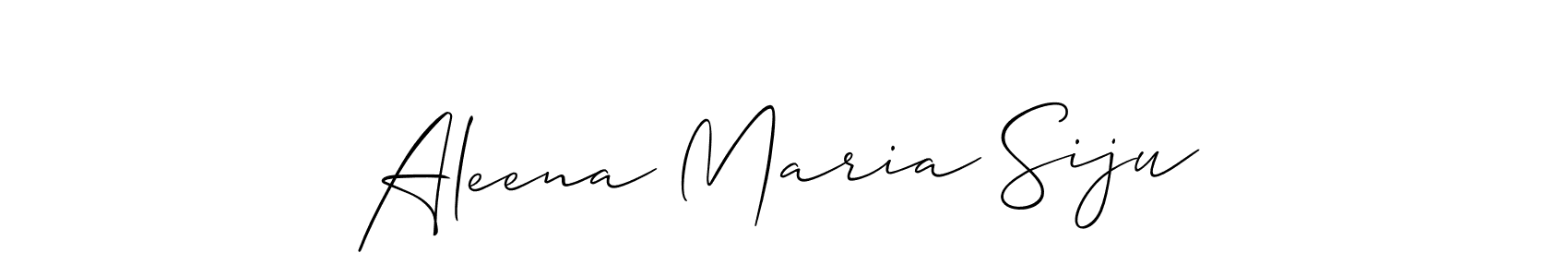 The best way (Allison_Script) to make a short signature is to pick only two or three words in your name. The name Aleena Maria Siju include a total of six letters. For converting this name. Aleena Maria Siju signature style 2 images and pictures png