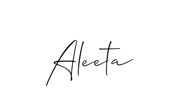 Use a signature maker to create a handwritten signature online. With this signature software, you can design (Allison_Script) your own signature for name Aleeta. Aleeta signature style 2 images and pictures png