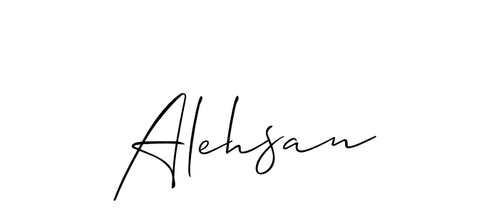 The best way (Allison_Script) to make a short signature is to pick only two or three words in your name. The name Alehsan include a total of six letters. For converting this name. Alehsan signature style 2 images and pictures png